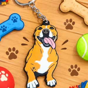 Llavero plano de Elliot, perro rescatado del santuario